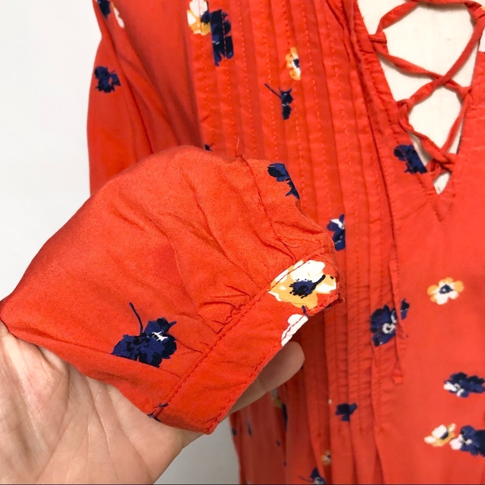 Old Navy Lace Up Neckline Floral Print Dress Sz M - Picture 6 of 10